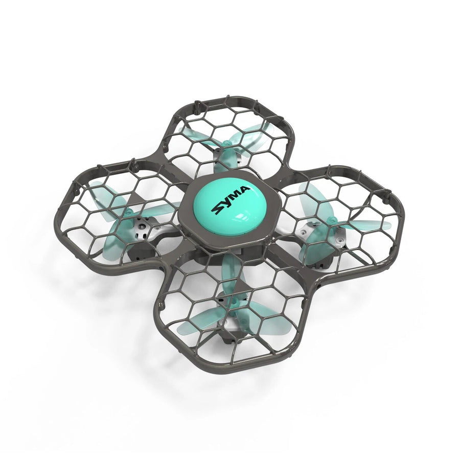 SYMA X26PRO – רחפן מיני מוגן עם מגני פרופלורים סגורים, מבט תלת־רבע